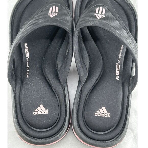 Adidas Adilette Comfort Flip Flops, Fit Foam Comfort Footbed Sz10 Lt Wt Slip On - Picture 6 of 7